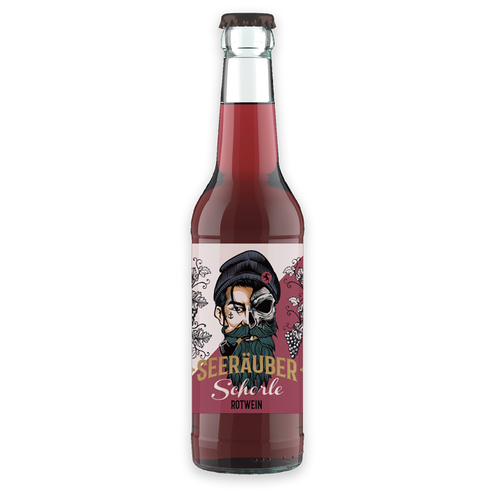 die Flasche 0,33 ml Rotwein Schorle vom Seeräuber. Die Trollinger - Lemberger Weinschorle