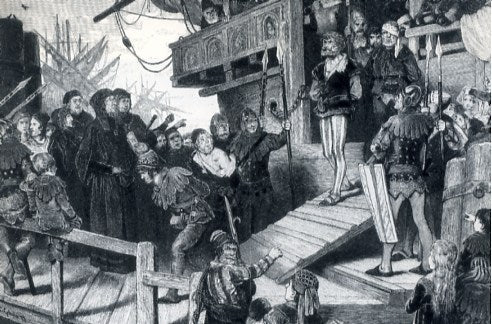 Holzstich über die Verhaftung von Klaus Störtebeker von 1877 - Bild Wikipedia
