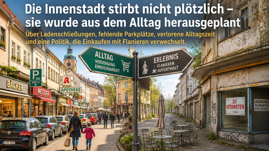 Warum Innenstädte sterben: Alltag, Parkplätze und Leerstand