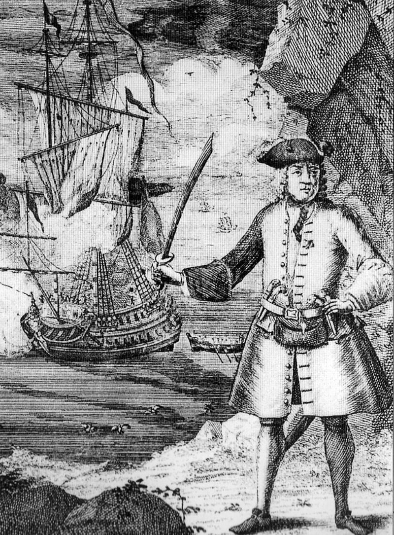 Bild des Piraten Henry Avery Stich um 1702