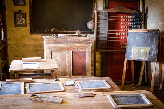 Klassenzimmer-Tafel mit um 1900 – Sturm im Kopf, Kompass im Herzen