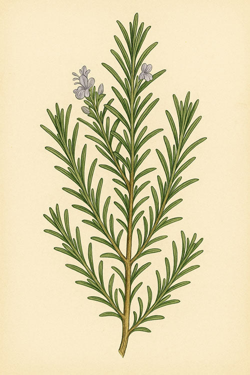 Botanisches Bild der Rosmarin Pflanze. Ein toller Geschmacksträger im Seeräubergin