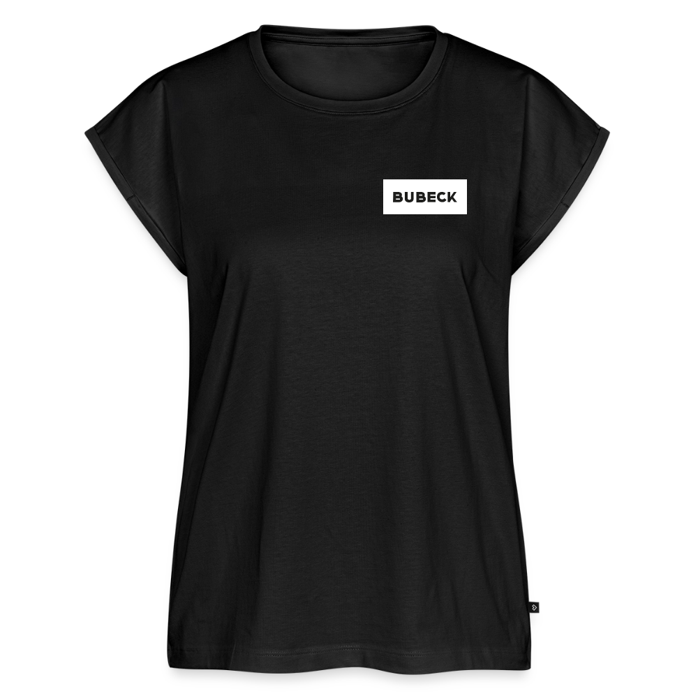 Frauen T-Shirt mit gerollten Ärmeln - Schwarz