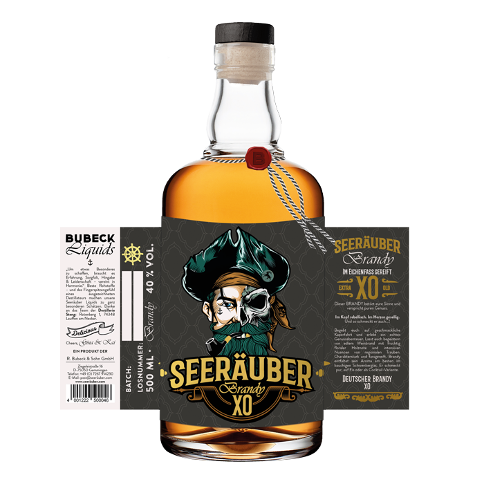 Brandy XO Flasche vom Seeräuber mit 100ml Inhalt