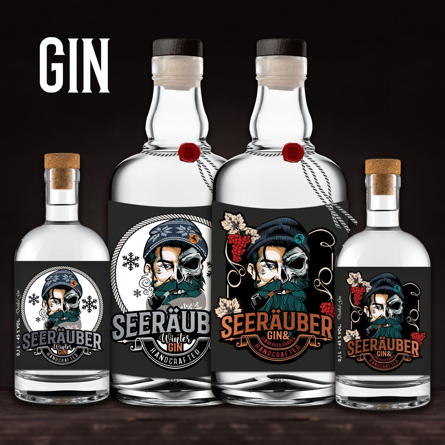 Bild von Seeräuber Gin Flaschen in verschiedenen Größen