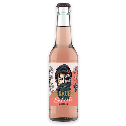 die Flasche 0,33 ml rosé Schorle vom Seeräuber. Die Weinschorle bei der man keinen Anlass braucht...