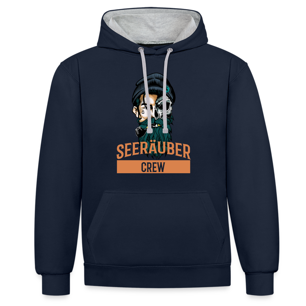 Kontrast-Hoodie - Navy/Grau meliert