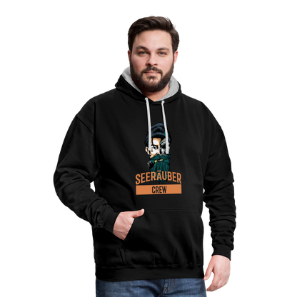 KHoodie - Schwarz/Grau meliert mit dem Logo des Seeräubers
