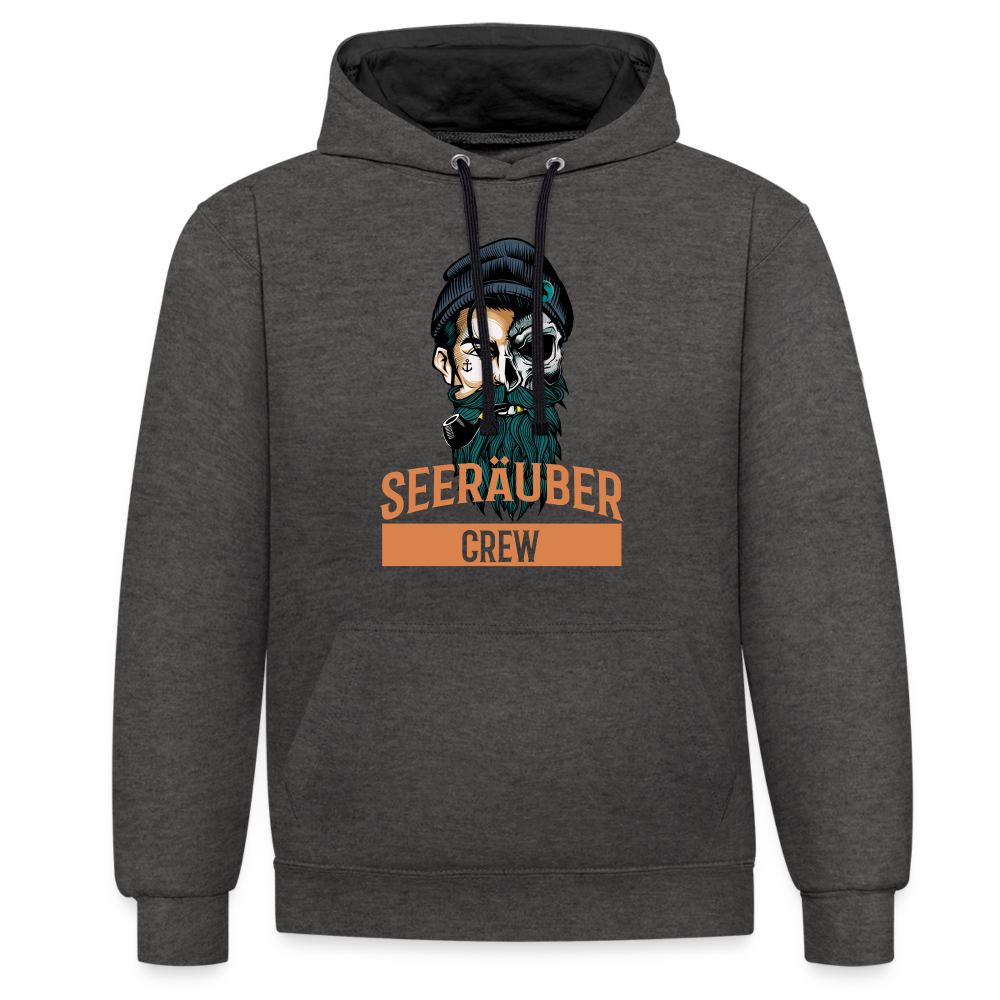 Kontrast-Hoodie - Anthrazit/Schwarz