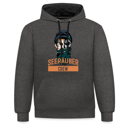 Kontrast-Hoodie - Anthrazit/Schwarz