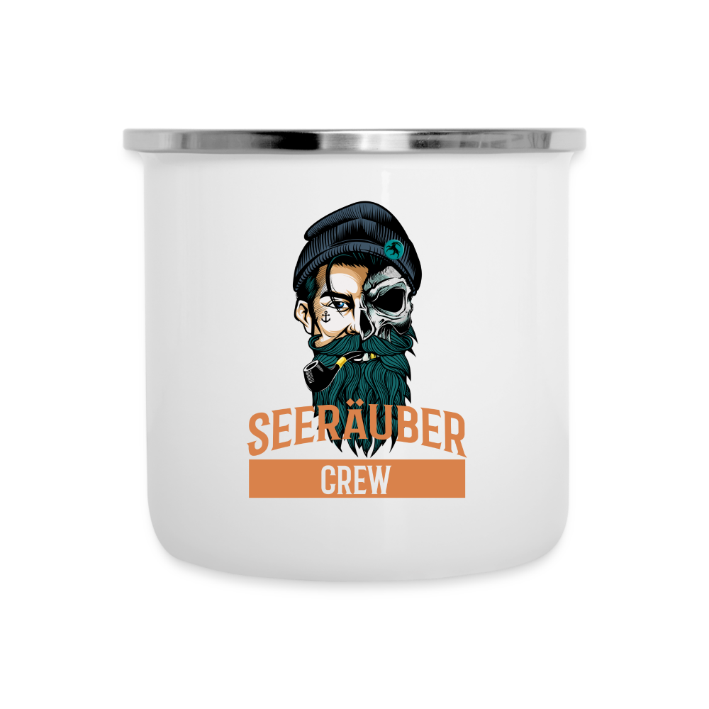 Die Blech-Tasse - weiß mit Seeräuber Logo