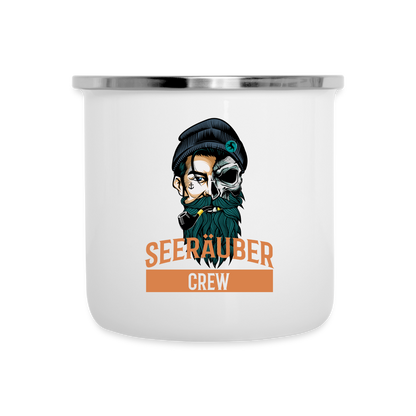 Die Blech-Tasse - weiß mit Seeräuber Logo
